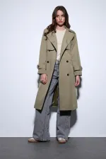 Trench-coat Antioch kaki croisé à ceinture pour femme