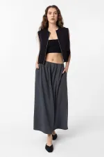 Antioch Gri Pilili Kadın Midi Etek