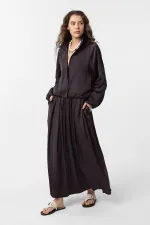 Antioch Kahve Dik Yaka İnce Kadın Bomber Ceket