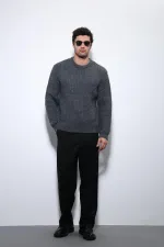 Pull en maille texturée anthracite Antioch pour homme