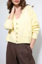 Antioch Sarı Yün Karışımlı Hırka