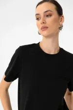T-shirt basique à col rond Antioch pour femme, noir