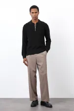 Antioch Siyah Fermuarlı Erkek Triko Kazak