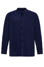Antioch Light Navy Blue Mandarin Collar Regular Fit Men's Shirt