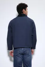 Antioch Lacivert Kontrast Yaka Erkek Ceket