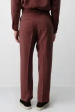 Pantalon homme Antioch Burgundy Lyocell coupe décontractée plissé