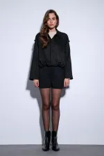 Antioch Siyah Süet Görünümlü Bomber Kadın Mont