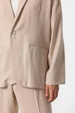 Antioch Bej Oversize Astarsız Erkek Blazer Ceket