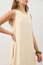 Robe midi jaune Antioch drapée à col halter