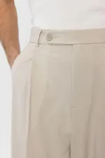 Antioch Bej Baggy Yüksek Bel Erkek Kumaş Pantolon