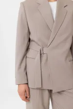 Antioch Bej Kuşaklı Relax Fit Erkek Blazer Ceket