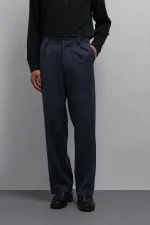 Antioch Koyu Lacivert Relax Fit Baggy Pilili Erkek Pantolon