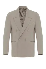 Antioch Light Khaki Single Button Double-Breasted Men's Blazer Jacket