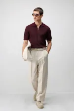 T-shirt en maille zippé Antioch Bordo Comfort Slim pour homme