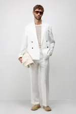 Veste blazer pour homme Antioch blanche coupe décontractée en lin mélangé