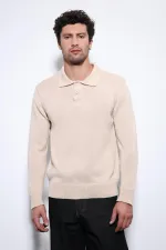 Pull basique pour homme Antioch beige à col polo