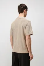 T-shirt homme Antioch beige à col polo texturé