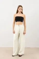 Antioch Ecru Pleated Palazzo Women's Trousers