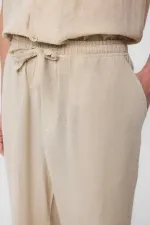Antioch Beige Linen Blend Men's Jogger Pants