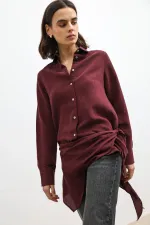 Antioch Bordo Mendil Detaylı Kadın Gömlek