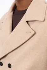 Antioch Beige Double-Breasted Short Men's Coat