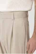 Antioch Bej Pileli Baggy Fit Erkek Pantolon