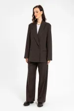 Antioch Coffee Women's Striped Oversize Blazer Jacket