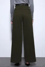 Antioch Haki Geniş Paça Kadın Pantolon