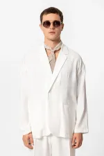 Antioch Ekru Oversize Astarsız Erkek Blazer Ceket