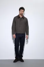 Antioch Kahve Kontrast Yaka Erkek Ceket