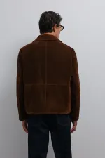 Antioch Kahve Süet Erkek Klasik Ceket