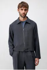 Antioch Navy Blue Lyocell Blend Summer Jacket