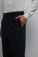 Antioch Lacivert Relax Fit Baggy Pilili Erkek Pantolon