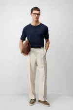 T-shirt homme Antioch bleu marine à col boutonné