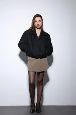 Blouson aviateur Antioch noir effet daim pour femme