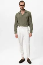 Antioch Khaki Apache Collar Long-Sleeved Men's Shirt