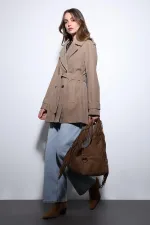 Antioch Vizon Süet Görünümlü Kadın Trençkot