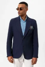 Antioch Navy Blue Unlined Men's Blazer Jacket with Patch Pockets