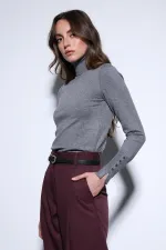 Antioch Gri Dik Yaka Triko Kazak