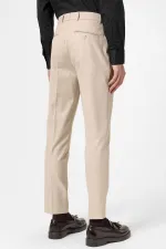 Antioch Beige Classic High-Waisted Men's Trousers