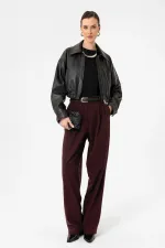 Antioch Siyah Crop Suni Deri Kadın Ceket