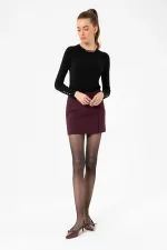 Antioch Bordo Kadın Düğme Detaylı Mini Etek