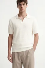 Antioch Ekru Dokulu Polo Yaka Erkek T-Shirt