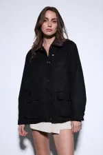 Veste Antioch noire à col contrastant pour femme