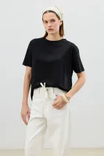 Antioch Siyah Dökümlü Kadın T-Shirt