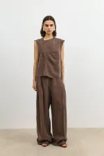 Pantalon large pour femme Antioch Coffee Lyocell Blend