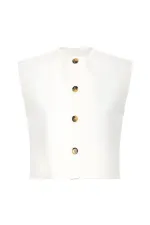 Antioch Beyaz Keten Karışımlı Kadın Yelek