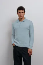 Pull Antioch Bebe bleu à col boutonné pour garçon