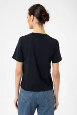 Antioch Navy Blue Women's Crew Neck Basic T-Shirt