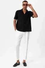 Chemise homme à col Apache noir Antioch en maille